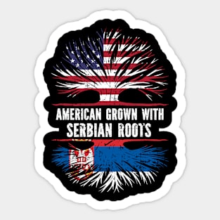 American Grown with Serbian Roots USA Flag Sticker